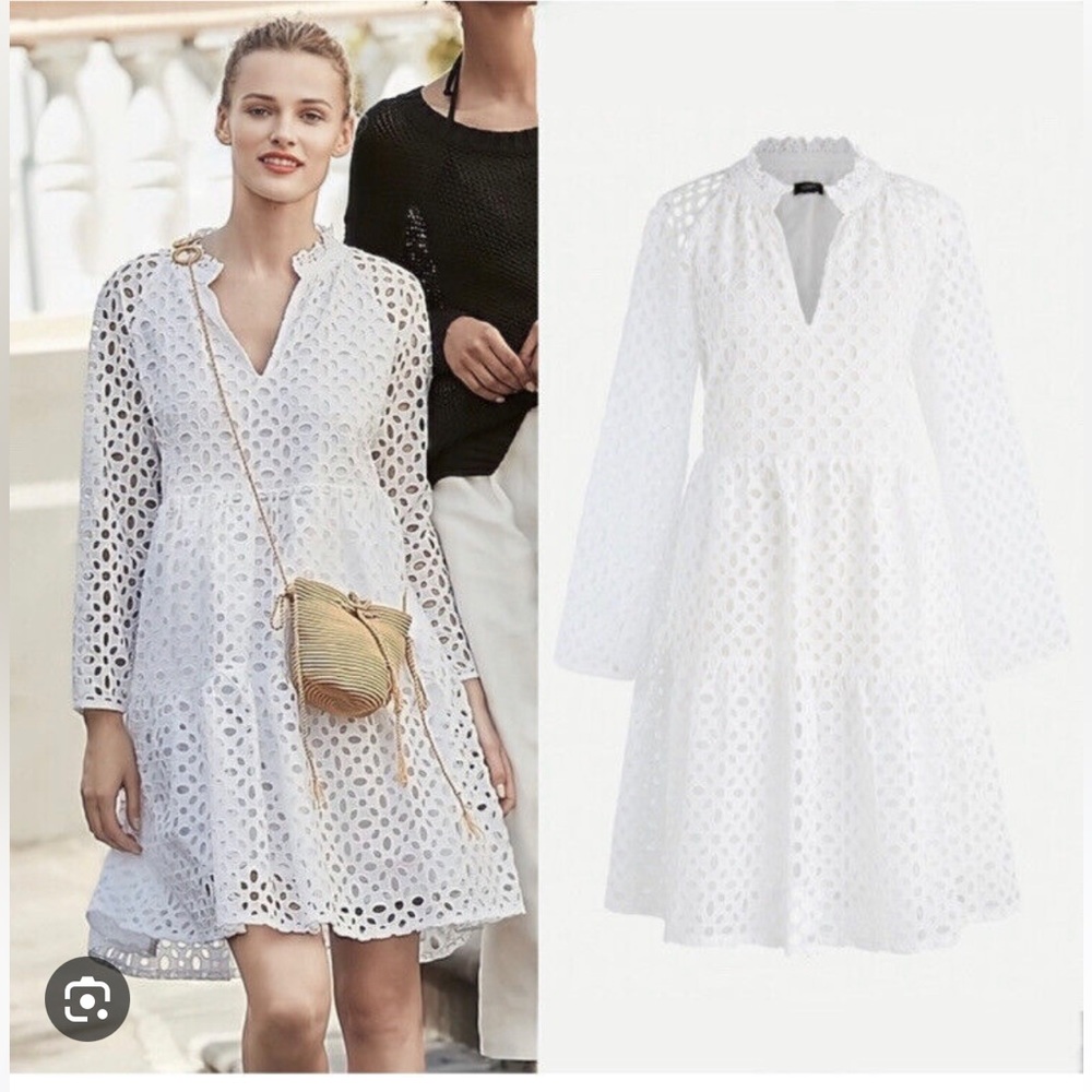 J. Crew Eyelet Popover Dress